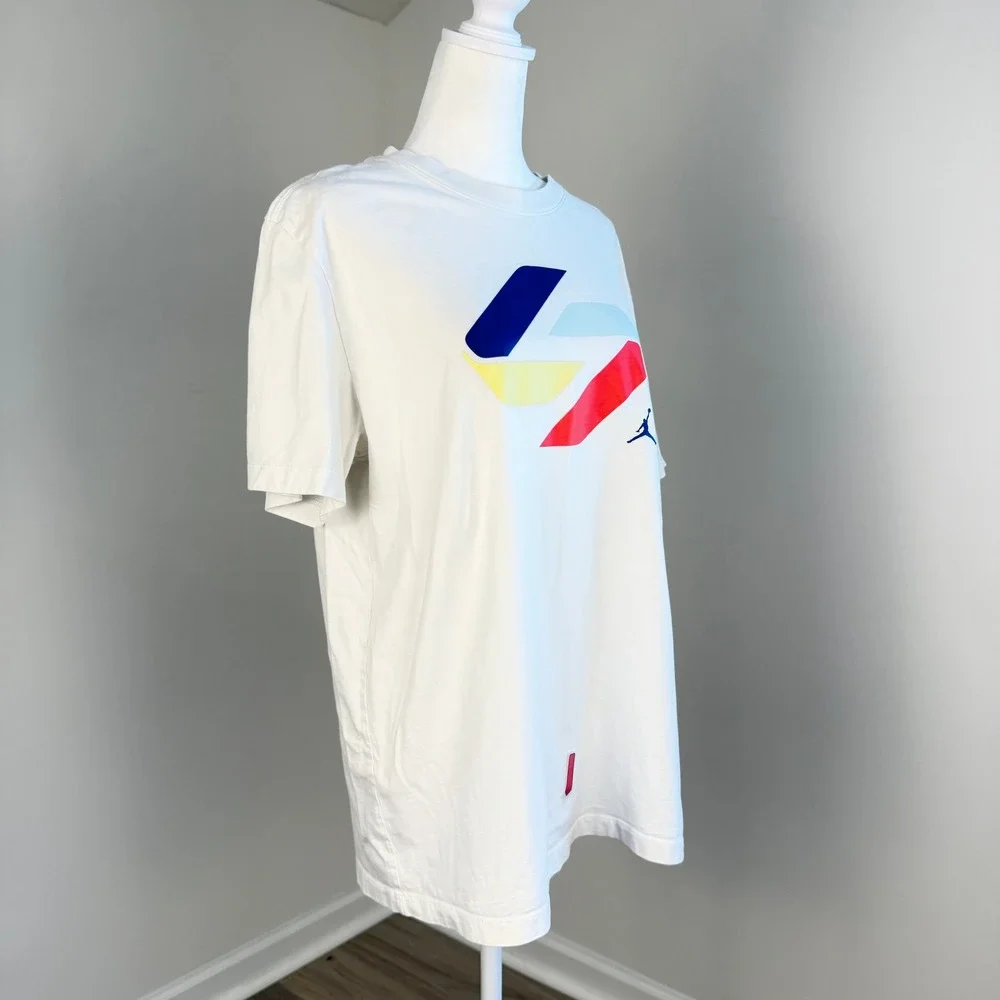 Jordan Graphic T-Shirt Mens Large White Jumpman Sporty Streetwear Tee